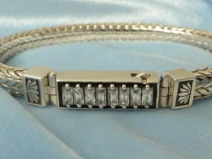 Vintage Sterling Java Kette Armband, toller Verschluss, CZ's, Konder #370 - Bild 1 von 5