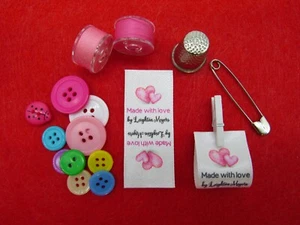Personalised Made with love by your name labels - 50mm x 25mm (SL FOLD 1 - D3) - Picture 1 of 4
