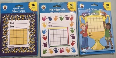 Carson Dellosa Incentive Charts New Set Of 3  Trophy, Stars, Handprints - Image 1 of 4
