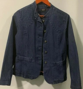 Giacca blazer jeans Nicole Miller taglia 10 donna elasticizzato con bottoni manica lunga - Foto 1 di 8