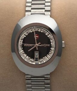 RARE Vintage Automatic 36 MM Day-Date Silver Black Dial Men's Wrist Watch