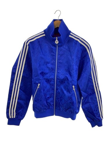 GUCCI × ADIDAS 22AW GG Giacca Jacquard Trifoglio 705756 Blu Poliestere Taglia:46