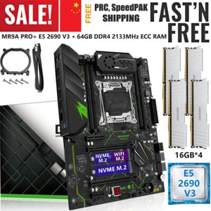 LGA 2011-3 X99 Motherboard + Xeon E5 2690 V3 CPU 64GB DDR4 2133 MHz ECC RAM M.2 - Picture 1 of 12