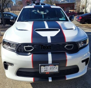 Dual 10" stripes WITH HOOD SCOOP CUT OUT 2017 & UP Dodge Durango Hellcat Demon - Picture 1 of 15