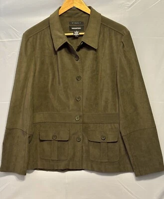 Norton Studio Stretch Women's  Button Up Soft Shirt Jacket Coat Brown Size 12 - Image 1 of 4