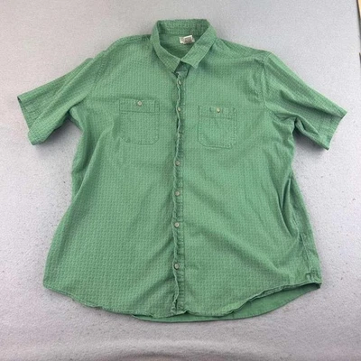 Camisa LL Bean Para Hombres XLT Verde Geométrica Abotonada Ajuste Tradicional Mangas Cortas Foto 1 de 4