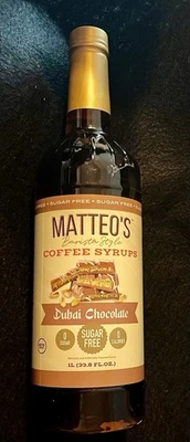 Novo xarope de café sem açúcar estilo barista Matteo's Dubai chocolate 1L 33,8 oz. - Imagem 1 de 2