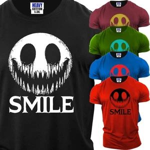 Men's Funny Horror Smile Face American Short Sleeve T-Shirt USA Graphic Gift Tee - Picture 1 of 41