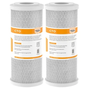 2 Pack 10"x4.5" 5 Micron CTO Carbon Block Water Filter Whole House RO Cartridges - Picture 1 of 10