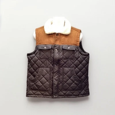 Victory Sportwear Faux Fur Trim  color Blocking Quited Seude Like  Hunting Vest - Image 1 of 4