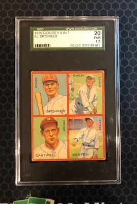 ⚾ 1935 Goudey Baseball 4 in-1 - SGC 20 - Spohrer / Rhem / Cantwell /  Benton ⚾ - Image 1 of 2