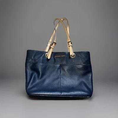Michael Kors Bag Bedford Medium Sized Pebbled Leather Navy Blue & Beige Tote bag - Image 1 of 4