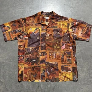 Camisa De Colección Años 60/70 Surf Line Hawaiana Aloha Gauguin Desnuda AOP Cuello Lazo XL Rara - Imagen 1 de 10