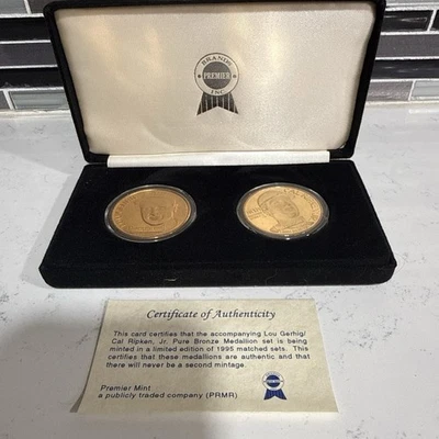 Medallones de bronce fino Lou Gerhig & Cal Ripken con certificado de autenticidad Foto 1 de 4