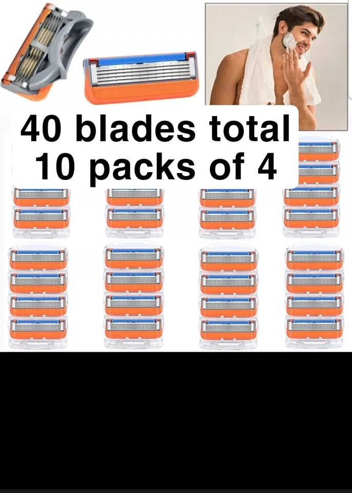 40X For Gillette Fusion Blade Refills Compatible For Gillette Fusion 5 Proglide-
