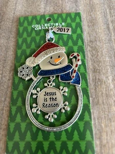 Vintage 2017 Ganz “Jesus Is The Reason” Snowman Ornament - Picture 1 of 2