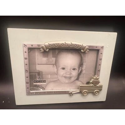 MARCO DE FOTOS NIÑO OH NIÑO 4 X 6 Nuestro Príncipe Ha Llegado, Azul Plata, Puede ponerse de pie Foto 1 de 3