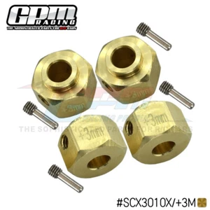 GPM Brass Wheel Hex Adapters +3MM For AXIAL SCX10 III Jeep Wrangler Capra 1.9 - Picture 1 of 5