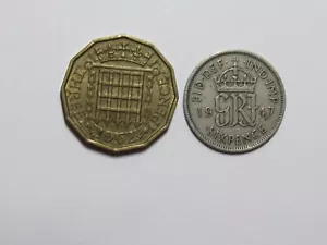 Lot of 2 Different Obsolete Great Britain Coins - 1947 and 1962 - Circulated - Picture 1 of 2
