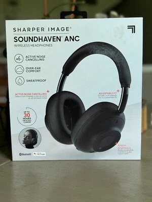 New in box! Sharper Image SOUNDHAVEN ANC Over-Ear Wireless Headphones Black - Image 1 of 3