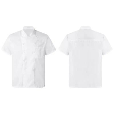 Adult T-Shirts Unisex Chef Coat With Pockets Jacket Restaurant Blouse Canteen - Image 1 of 3