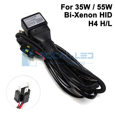 Bi-Xenon H4 9003 HID Relay Harness 35W/55W Hi/Lo H/L Wiring Controller w/ Fuse - Image 1 of 4