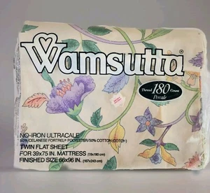 Wamsutta Ultracale Twin Flat Sheet Vintage Oriental Fantasy Floral NOS New NIP. - Picture 1 of 4