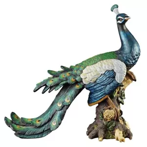 Peacock Garden Statue Full Color Bird Figurine Lawn Home Decor Indoor Outdoor - Picture 1 of 1