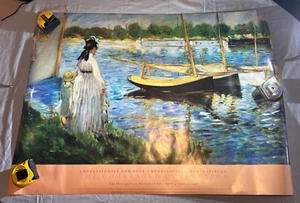 1987 BANKS OF SEINE BY MANET COURTAULD COLLECTION MET MUSEUM OF ART POSTER VTG - Picture 1 of 9