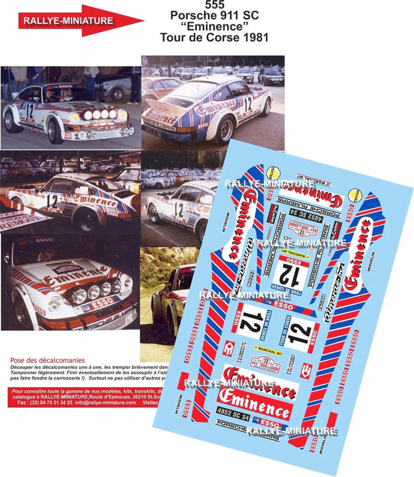 DECALS 1/43 REF 0555 PORSCHE 911 VINCENT TOUR DE CORSE 1981 RALLYE RALLY WRC - Photo 1/1