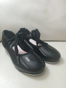 Capezio Girls Tap Shoe Black Patent TeleTone Children's Size 12 1/2, N625C - Picture 1 of 11
