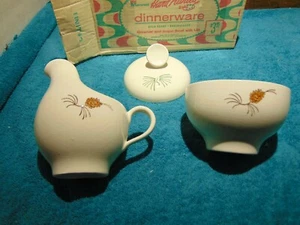 Marcrest Creamer Pitcher Sugar Bowl w/ cover Vintage, Pine Design, In box. - Picture 1 of 4