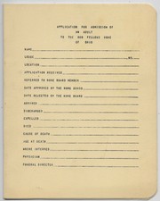 Springfield,Ohio-IOOF Odd Fellows Application for Admission OF Home of Ohio a87