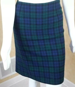 Vintage Pendleton skirt black watch tartan plaid pencil handtailored career - Picture 1 of 4