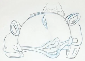 1988 DISNEY WHO FRAMED ROGER RABBIT BENNY CAB ORIGINAL ANIMATION DRAWING CEL - Imagen 1 de 2