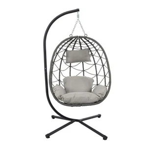 Wicker Patio Swing, Outdoor Swing Chair, Hanging Egg Chair Hanging Basket Chair - Picture 1 of 8