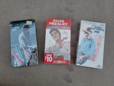 3 Vintage Elvis Presley Sealed VHS Tapes Flaming Star Loving You Stay Away Joe  Foto 1 de 4