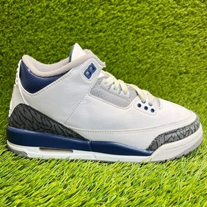 Nike Air Jordan 3 Retro Boys Size 6Y White Blue Gray Basketball Shoes Sneakers - Picture 1 of 12