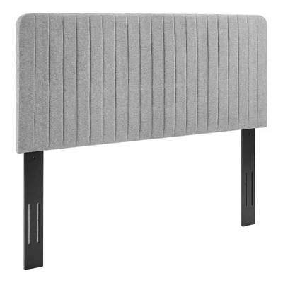 Pemberly Row Channel Tufted Fabric King/California King Headboard - Light Gray - Image 1 of 4