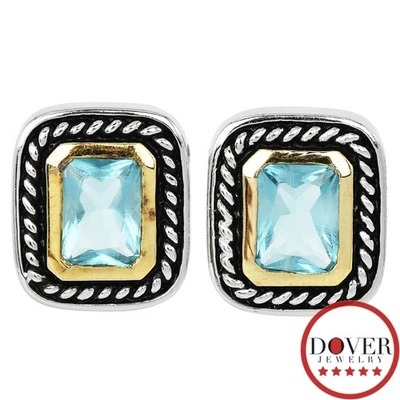 Aretes llamativos Estate Topacio Plata Dos Tonos 6,3 Gramos Sin Reserva Foto 1 de 4