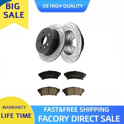 309mm Rear Rotors Brake Pads for Toyota Sienna Highlander Lexus RX450h RX350 - Imagem 1 de 4