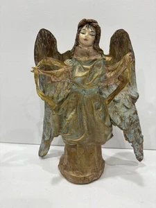 Cartapesta Angel Ornament Paper Mache Italy Standing 11” Large Hand Painted VTG - Picture 1 of 13