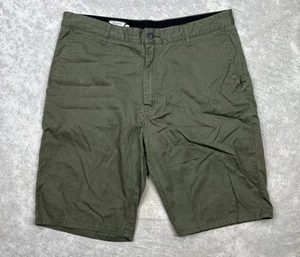 Volcom Chino Shorts Mens Size 36 Stretch Flat Front Olive Casual Pockets - Picture 1 of 3