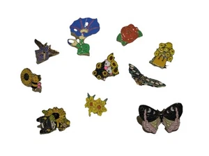 Enamel Pins Lot Of 10 Set Flowers Butterflies Bees Cute Nature Theme Brooch New - Picture 1 of 15