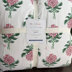 POTTERY BARN TEEN ROLLER RABBIT ROSEBUD COTTON VOILE QUILT, TWIN/XL ~ PINK MULTI - Picture 1 of 8