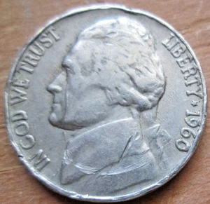 1960-D JEFFERSON, BAR ZERO DIE CHIP ERROR, VF/XF CONDITION, CIRCULATED - Picture 1 of 3