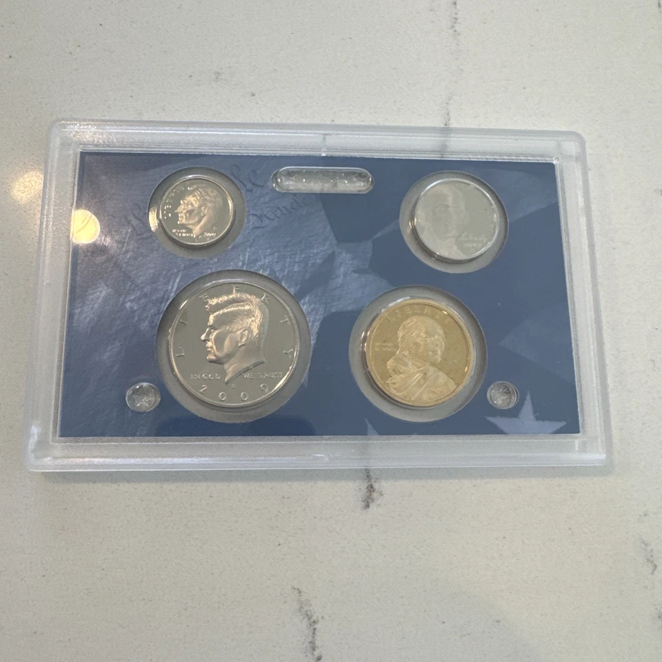 2009 (S) 4 COIN PROOF SET.  KENNEDY 50C, DIME, NICKEL, AND SAC. GOLDEN $1. - Image 1 of 1