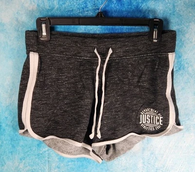 Pantalones Cortos Justice Girl Activos Gris Mezcla de Algodón Tirar con Cordón Talla 18/20  Foto 1 de 4