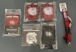 SOUTH CAROLINA GAMECOCKS Lot Of 6 Items.3 Koozies, Lanyard, Face Cover, Emblem - Picture 1 of 1