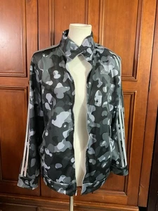 Adidas Boys Full Zip Jacket Size Xl 18/20 Gray Camo Design Lknw Worn Once 3 Stri - Picture 1 of 15